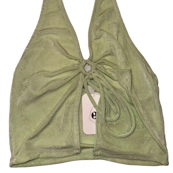 NWT RARE Elodie Lime Halter Tie Crop Top Size L - Picture 4 of 14